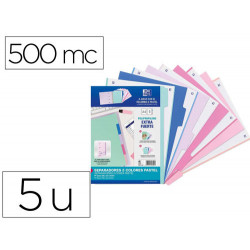 SEPARADORES DE PLASTICO OXFORD POLIPROPILENO 500 MC COLORES PASTEL JUEGO DE 5 SEPARADORES