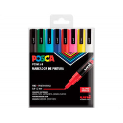 ROTULADOR UNI POSCA PC-3M MARCADOR DE PINTURA PUNTA CONICA 0,9-1,3 MM ESTUCHE DE 8 UNIDADES COLORES 
