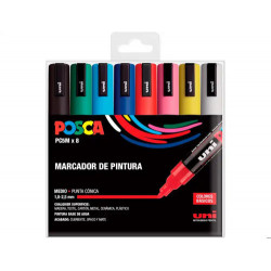 ROTULADOR UNI POSCA PC-5M MARCADOR DE PINTURA PUNTA CONICA 1,8-2,5 MM ESTUCHE DE 8 UNIDADES COLORES 