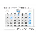 CALENDARIO ESPIRAL PARED LIDERPAPEL CLASICO 2026 NUMEROS GRANDES 44X32 CM PAPEL 128 GR