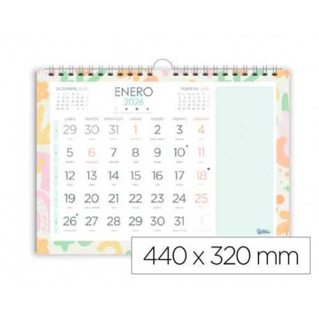 CALENDARIO ESPIRAL PARED LIDERPAPEL JOVEN 2026 NUMEROS GRANDES 44X32 CM PAPEL 128 GR CON PEGATINAS CALENDARIO ESPIRAL PARED LIDERPAPEL JOVEN 2026 NUMEROS GRANDES 44X32 CM PAPEL 128 GR CON PEGATINAS