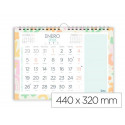 CALENDARIO ESPIRAL PARED LIDERPAPEL JOVEN 2026 NUMEROS GRANDES 44X32 CM PAPEL 128 GR CON PEGATINAS