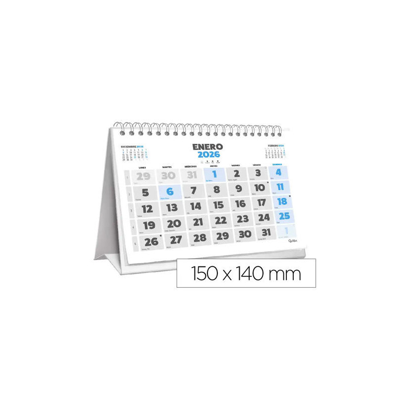 CALENDARIO ESPIRAL TRIANGULAR LIDERPAPEL DE SOBREMESA SERIE CLASICO 2026 14X15 CM PAPEL 128 GR