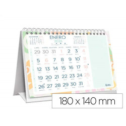 CALENDARIO ESPIRAL TRIANGULAR LIDERPAPEL DE SOBREMESA SERIE JOVEN 2026 18X14 CM PAPEL 128 GR CON PEG