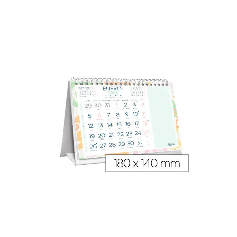 CALENDARIO ESPIRAL TRIANGULAR LIDERPAPEL DE SOBREMESA SERIE JOVEN 2026 18X14 CM PAPEL 128 GR CON PEG