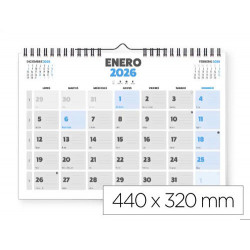 CALENDARIO PARED LIDERPAPEL CLASICO 2026 ESPIRAL 44X32 CM PAPEL 128 GR