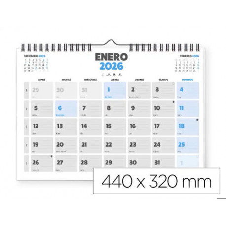 CALENDARIO PARED LIDERPAPEL CLASICO 2026 ESPIRAL 44X32 CM PAPEL 128 GR CALENDARIO PARED LIDERPAPEL CLASICO 2026 ESPIRAL 44X32 CM PAPEL 128 GR