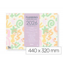PLANNING MENSUAL LIDERPAPEL JOVEN 2026 44X32 CM CON PEGATINAS LOMO ENGOMADO PAPEL 128 GR