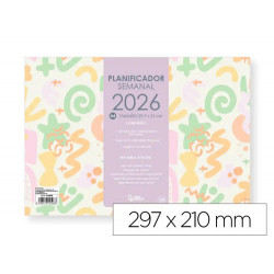 PLANNING SEMANAL LIDERPAPEL JOVEN 2026 29,7X21 CM DIN A4 CON PEGATINAS PAPEL 104 GR