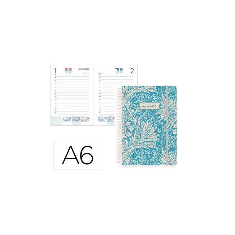 AGENDA ESPIRAL LIDERPAPEL SANTORINI A6 2026 DIA PAGINA DESIGN 1 PAPEL 60 GR