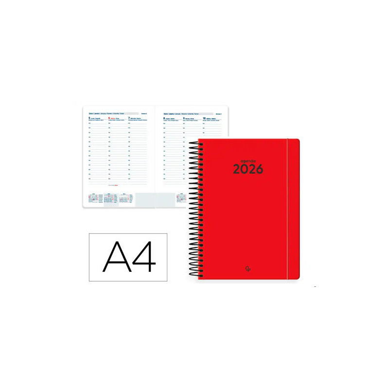 AGENDA ESPIRAL LIDERPAPEL CLASSIC A4 2026 SEMANA VISTA DESIGN 3 PAPEL 70 GR