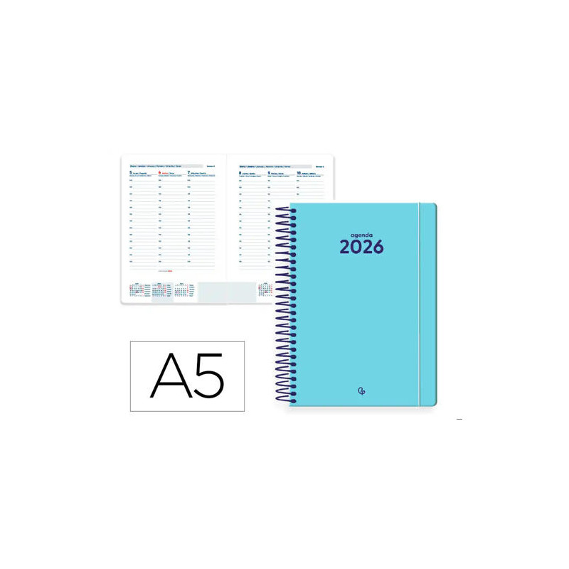 AGENDA ESPIRAL LIDERPAPEL CLASSIC A5 2026 SEMANA VISTA DESIGN 1 PAPEL 70 GR