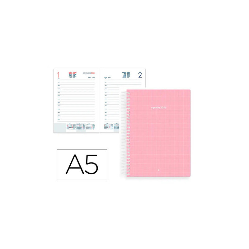 AGENDA ESPIRAL LIDERPAPEL GAZI A5 2026 DIA PAGINA DESIGN 1 PAPEL 70 GR