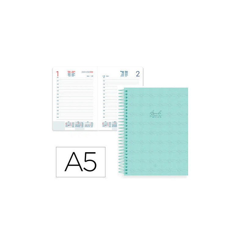 AGENDA ESPIRAL LIDERPAPEL PERISSA A5 2026 DIA PAGINA DESIGN 1 PAPEL 80 GR