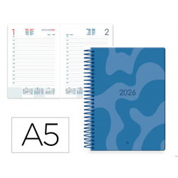 AGENDA ESPIRAL LIDERPAPEL SYROS 150X210 MM 2026 DIA PAGINA DESIGN 1 (AZUL) PAPEL 60 GR