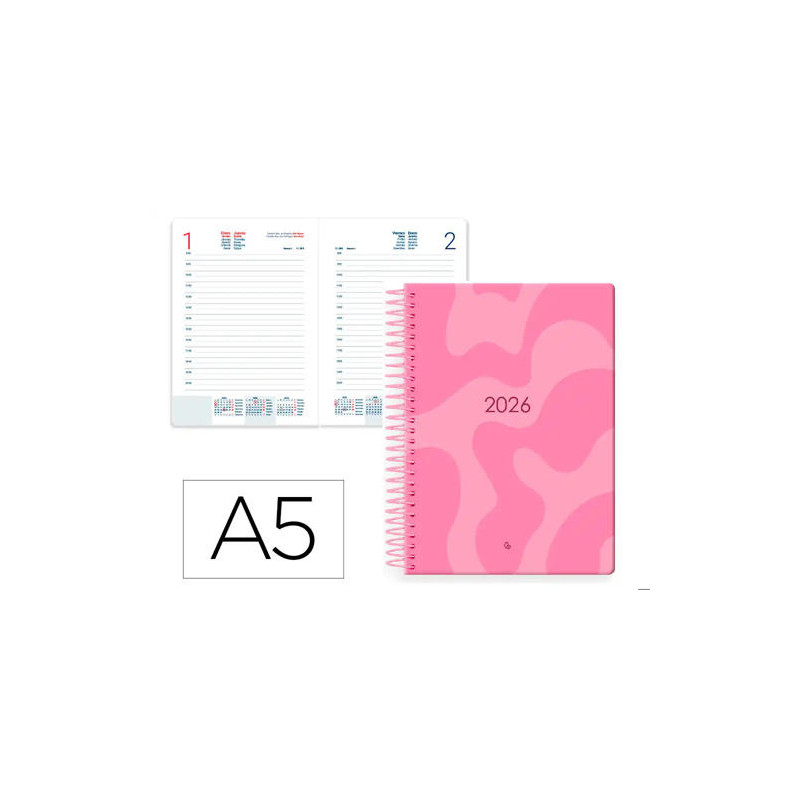 AGENDA ESPIRAL LIDERPAPEL SYROS 150X210 MM 2026 DIA PAGINA DESIGN 4 PAPEL 60 GR