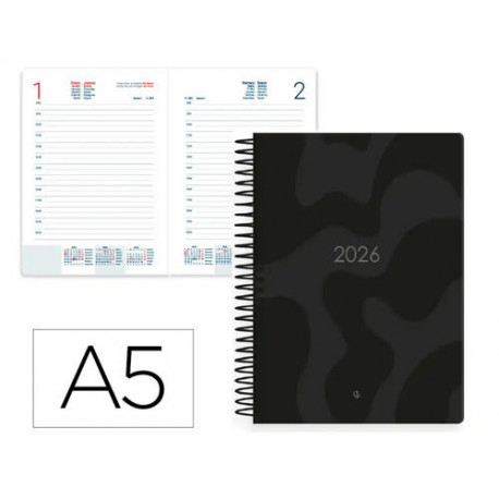 AGENDA ESPIRAL LIDERPAPEL SYROS 150X210 MM 2026 DIA PAGINA DESIGN 6 PAPEL 60 GR