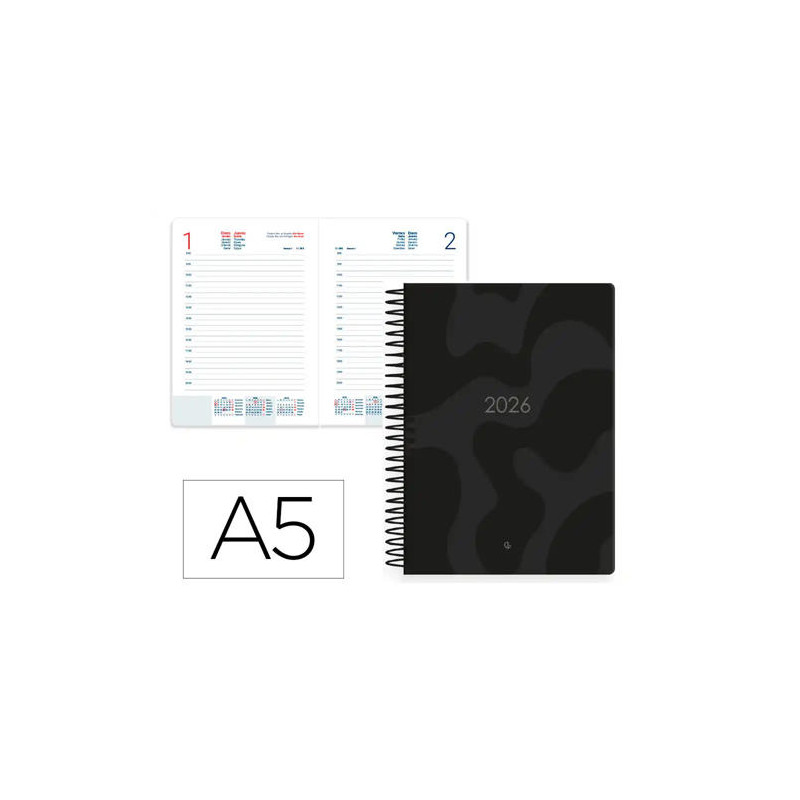 AGENDA ESPIRAL LIDERPAPEL SYROS 150X210 MM 2026 DIA PAGINA DESIGN 6 PAPEL 60 GR