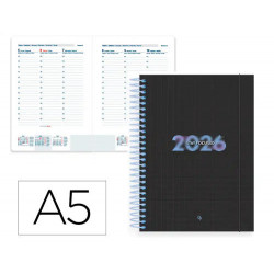 AGENDA ESPIRAL LIDERPAPEL KIMOLOS A6 2026 SEMANA VISTA DESIGN 1 PAPEL 70 GR