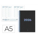 AGENDA ESPIRAL LIDERPAPEL KIMOLOS A6 2026 SEMANA VISTA DESIGN 1 PAPEL 70 GR