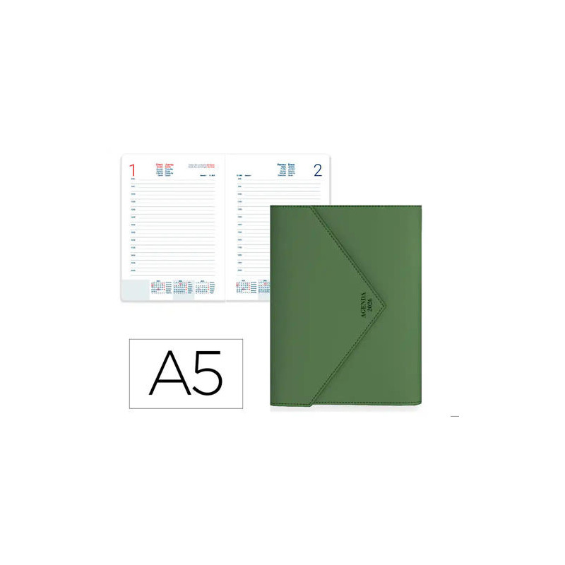 AGENDA ENCUADERNADA LIDERPAPEL PSARA A5 2026 DIA PAGINA DESIGN 2 PAPEL 70 GR
