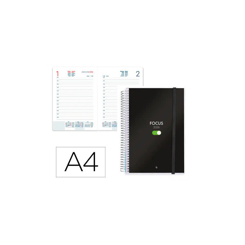 AGENDA ESPIRAL LIDERPAPEL TINOS A4 2026 DIA PAGINA DESIGN 1 PAPEL 70 GR