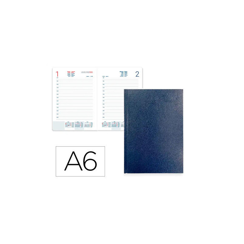 AGENDA ENCUADERNADA LIDERPAPEL CORFU A6 2026 DIA PAGINA AZUL PAPEL 60 GR