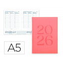 AGENDA ENCUADERNADA LIDERPAPEL CRETA 150X210 MM 2026 SEMANA VISTA PINK PAPEL 70 GR