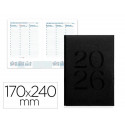 AGENDA ENCUADERNADA LIDERPAPEL CRETA 170X240 MM 2026 SEMANA VISTA NEGRO PAPEL 70 GR