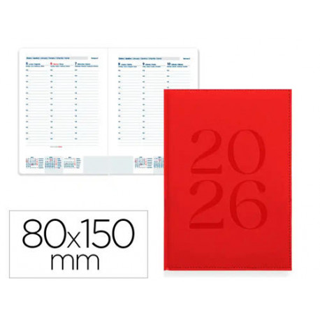 AGENDA ENCUADERNADA LIDERPAPEL CRETA 80X150 MM 2026 SEMANA VISTA AZUL PAPEL 70 GR AGENDA ENCUADERNADA LIDERPAPEL CRETA 80X150 MM 2026 SEMANA VISTA AZUL PAPEL 70 GR