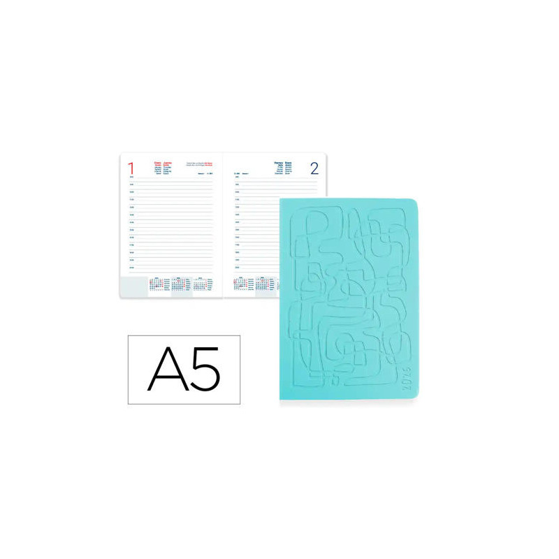 AGENDA ENCUADERNADA LIDERPAPEL ICARIA A5 2026 DIA PAGINA DESIGN 2 PAPEL 70 GR