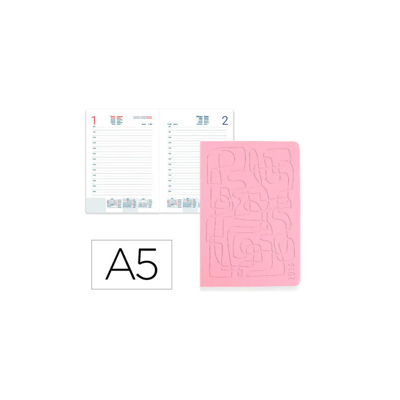 AGENDA ENCUADERNADA LIDERPAPEL ICARIA A5 2026 DIA PAGINA DESIGN 4 PAPEL 70 GR