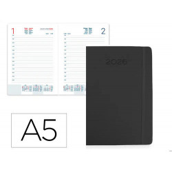 AGENDA ENCUADERNADA LIDERPAPEL MYKONOS 150X210 MM 2026 DIA PAGINA DESIGN 1 (GRIS) PAPEL 70 GR