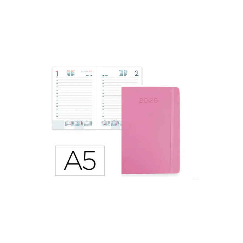 AGENDA ENCUADERNADA LIDERPAPEL MYKONOS 150X210 MM 2026 DIA PAGINA DESIGN 4 (VERDE) PAPEL 70 GR