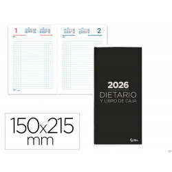 DIETARIO LIDERPAPEL 2026 CUARTO 150X215 MM DIA PAGINA COLOR NEGRO PAPEL 70 GR