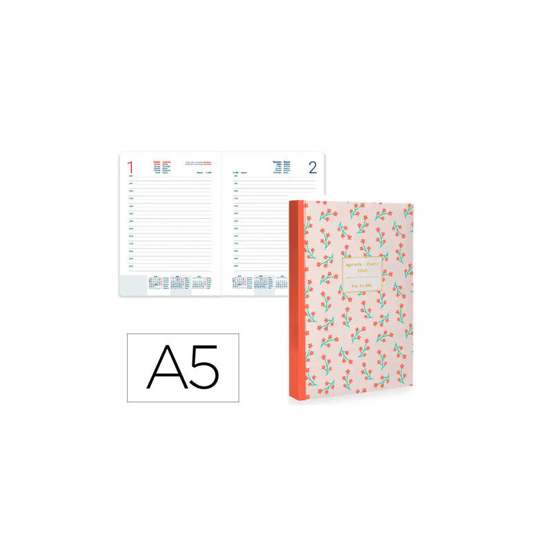 AGENDA ENCUADERNADA LIDERPAPEL NOMI A5 2026 DIA PAGINA DESIGN 2 PAPEL 70 GR