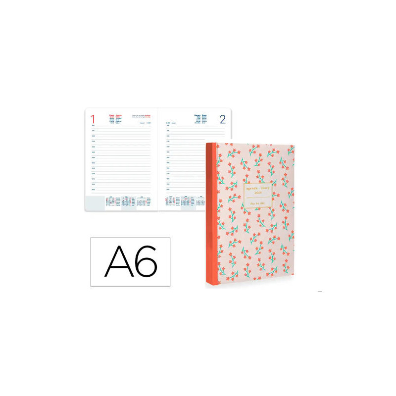 AGENDA ENCUADERNADA LIDERPAPEL NOMI A6 2026 DIA PAGINA DESIGN 2 PAPEL 70 GR