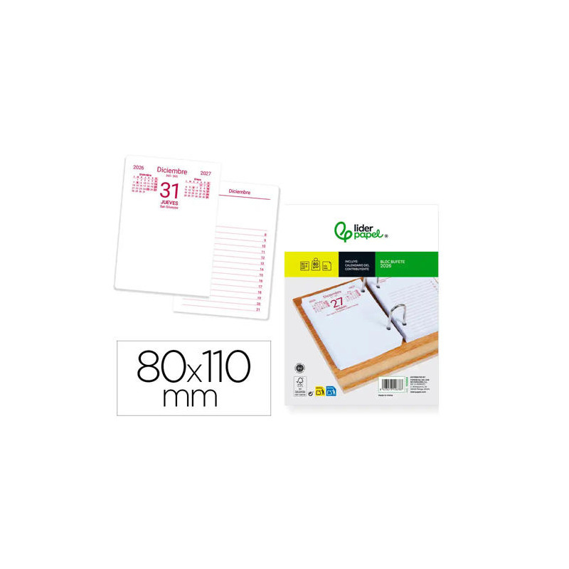 BLOC BUFETE LIDERPAPEL 2026 80X110 MM PAPEL 80 GR
