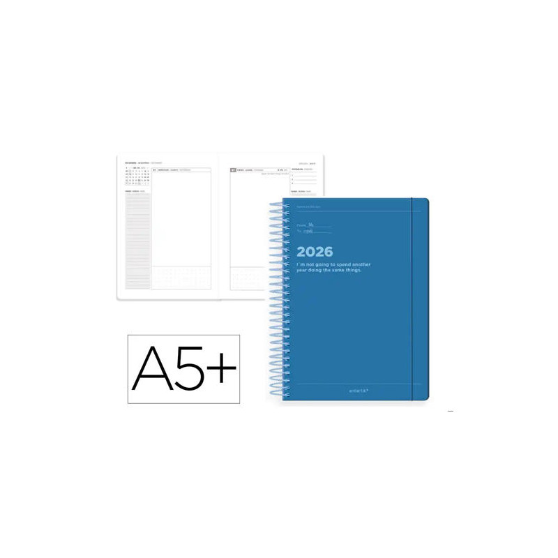 AGENDA ESPIRAL ANTARTIK A5+ 2026 DIA PAGINA DISEÑO 2 PAPEL 80 GR