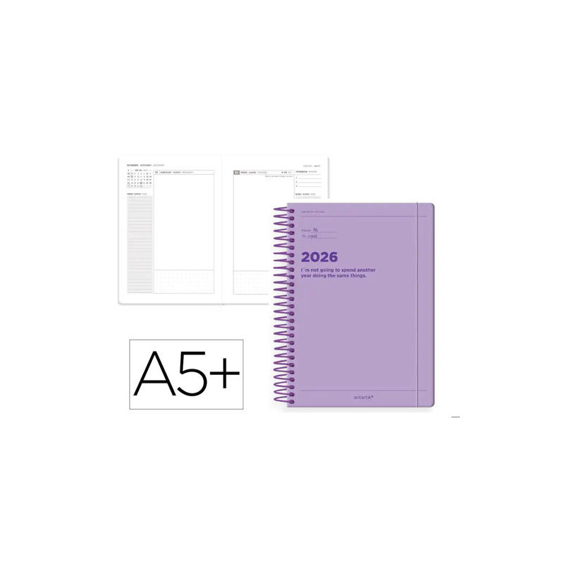 AGENDA ESPIRAL ANTARTIK A5+ 2026 DIA PAGINA DISEÑO 3 PAPEL 80 GR
