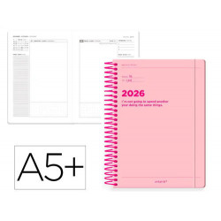 AGENDA ESPIRAL ANTARTIK A5+ 2026 DIA PAGINA DISEÑO 4 PAPEL 80 GR