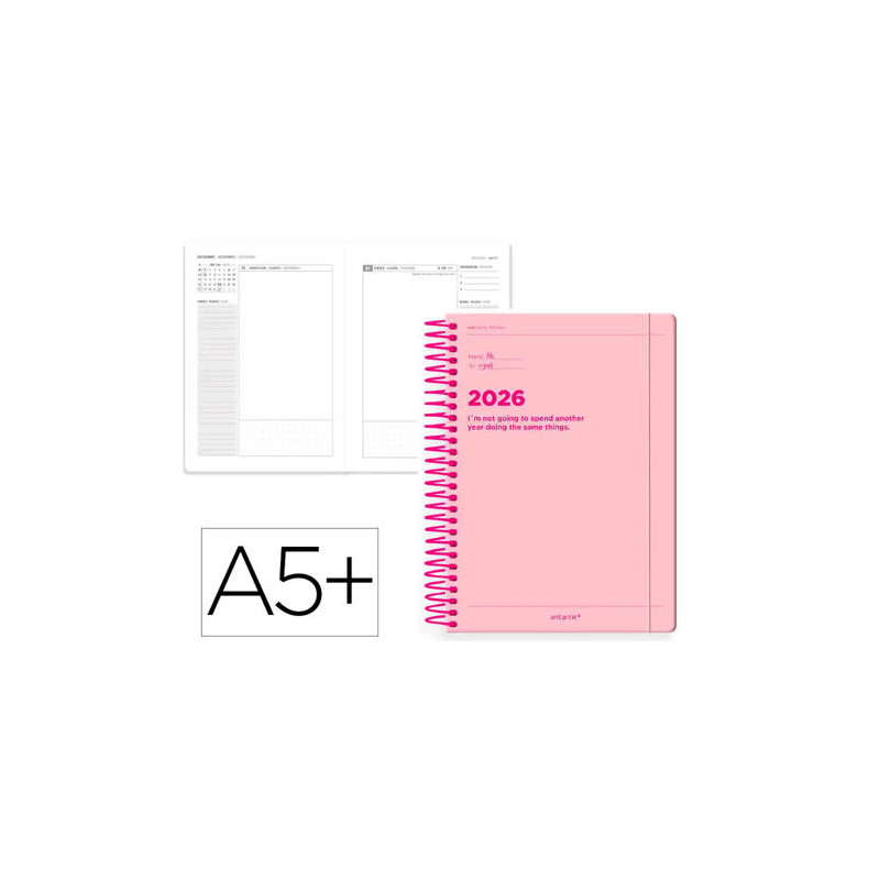 AGENDA ESPIRAL ANTARTIK A5+ 2026 DIA PAGINA DISEÑO 4 PAPEL 80 GR