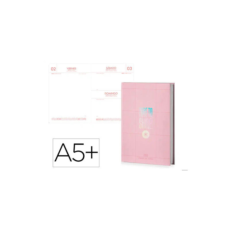 AGENDA ENCUADERNADA ANTARTIK A5+ 2026 DIA PAGINA SIMIL PIEL PAPEL 80 GR