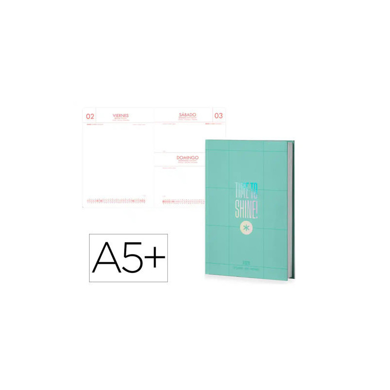 AGENDA ENCUADERNADA ANTARTIK A5+ 2026 DIA PAGINA SIMIL PIEL PAPEL 80 GR