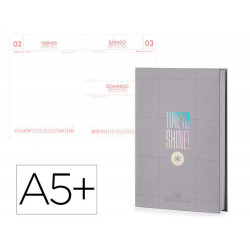 AGENDA ENCUADERNADA ANTARTIK A5+ 2026 DIA PAGINA SIMIL PIEL PAPEL 80 GR