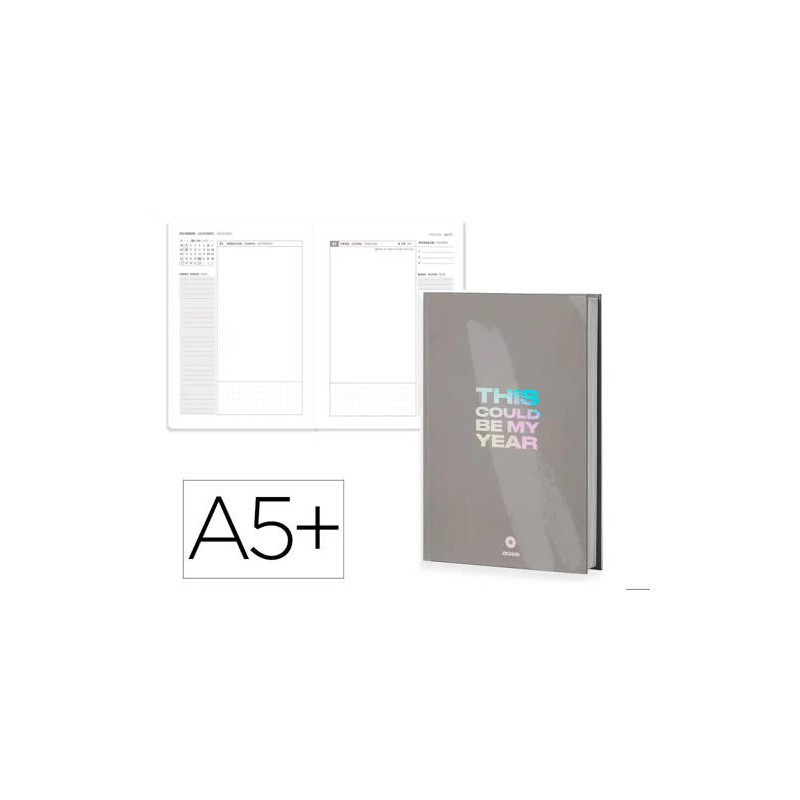 AGENDA ENCUADERNADA ANTARTIK A5+ 2026 DIA PAGINA SIMIL PIEL PAPEL 80 GR