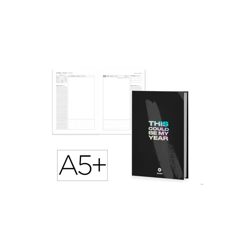 AGENDA ENCUADERNADA ANTARTIK A5+ 2026 DIA PAGINA SIMIL PIEL PAPEL 80 GR