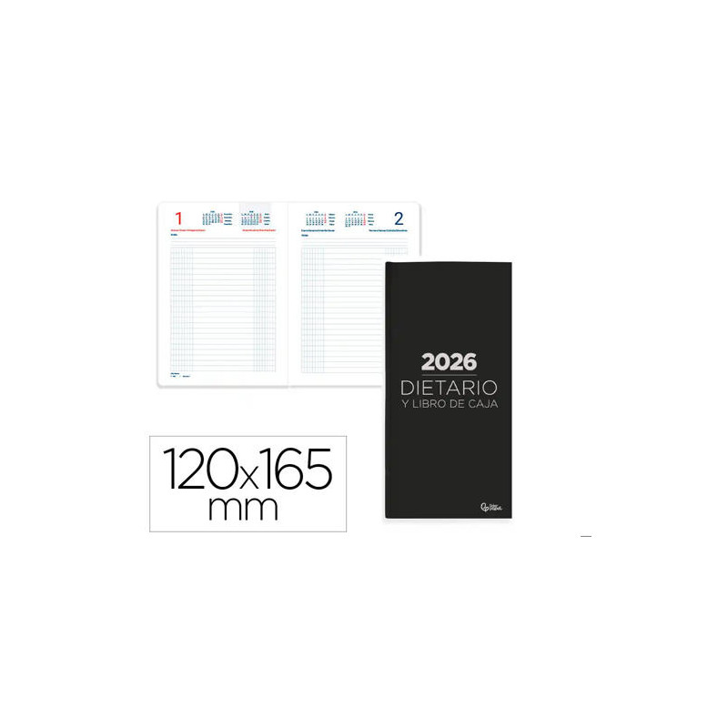 DIETARIO LIDERPAPEL 2026 OCTAVO 120X165 MM DIA PAGINA COLOR NEGRO PAPEL 70 GR