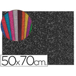 GOMA EVA CON PURPURINA BIODEGRADABLE LIDERPAPEL 50X70CM 60G/M2 ESPESOR 2 MM NEGRO