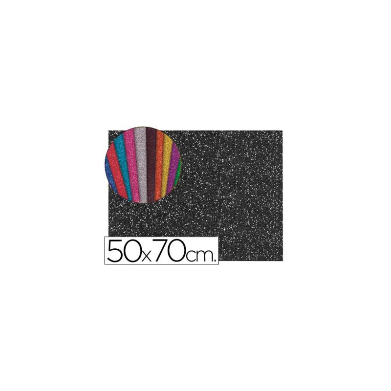 GOMA EVA CON PURPURINA BIODEGRADABLE LIDERPAPEL 50X70CM 60G/M2 ESPESOR 2 MM NEGRO